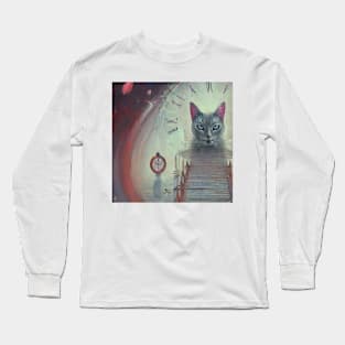 cat with pink ears Long Sleeve T-Shirt
